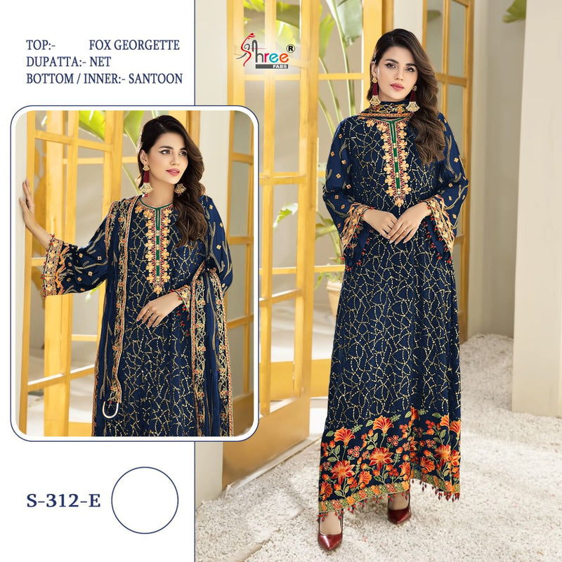 Shree Fab S 312 E Fox Georgette Stylish Designer Wear Salwar Suit