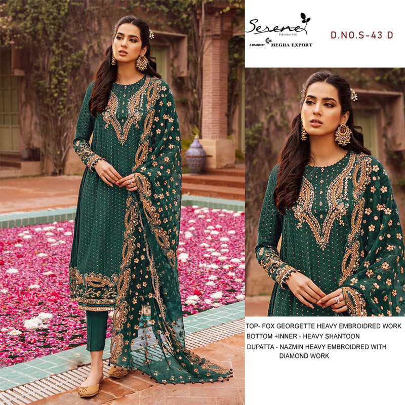 Serene S 43 Fox Georgette Fancy Designer Pakistani Style Semi Stitched Wedding Wear Salwar Suits