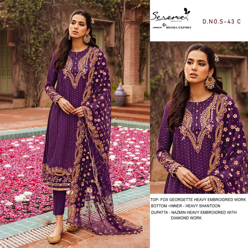 Serene S 43 Fox Georgette Fancy Designer Pakistani Style Semi Stitched Wedding Wear Salwar Suits