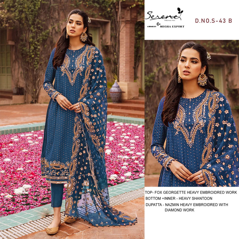 Serene S 43 Fox Georgette Fancy Designer Pakistani Style Semi Stitched Wedding Wear Salwar Suits