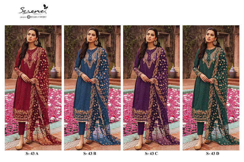 Serene S 43 Fox Georgette Fancy Designer Pakistani Style Semi Stitched Wedding Wear Salwar Suits