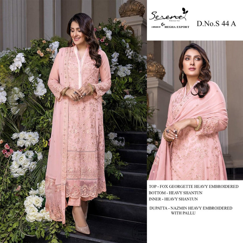 Serene S 44 Fox Georgette Designer Party Wear Semi Stitched Embroidered Salwar Suits