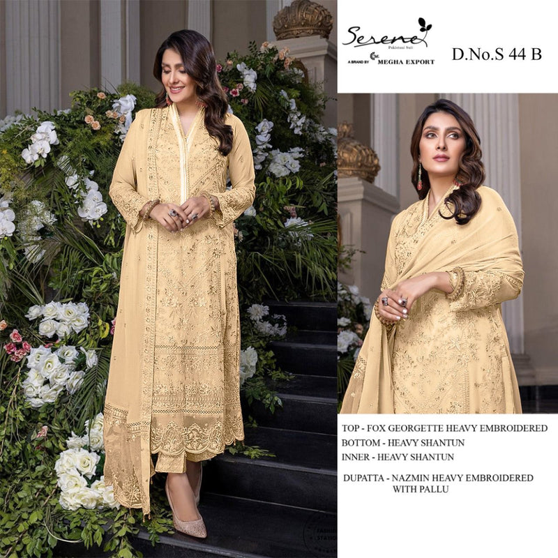 Serene S 44 Fox Georgette Designer Party Wear Semi Stitched Embroidered Salwar Suits