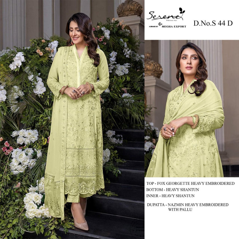 Serene S 44 Fox Georgette Designer Party Wear Semi Stitched Embroidered Salwar Suits