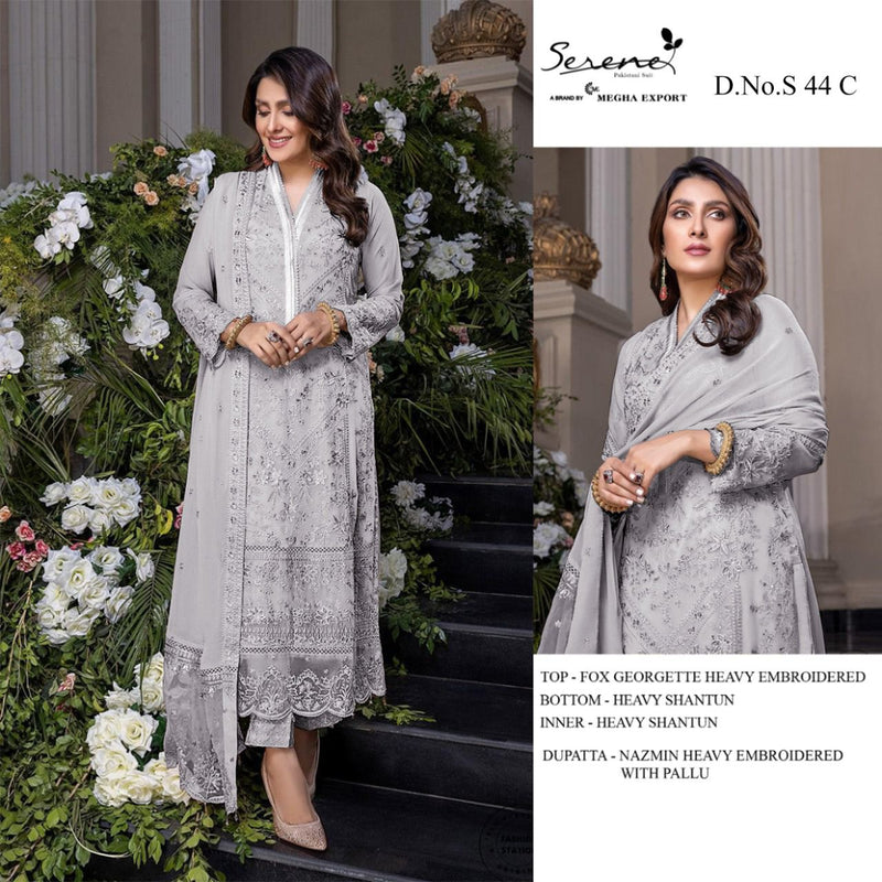 Serene S 44 Fox Georgette Designer Party Wear Semi Stitched Embroidered Salwar Suits