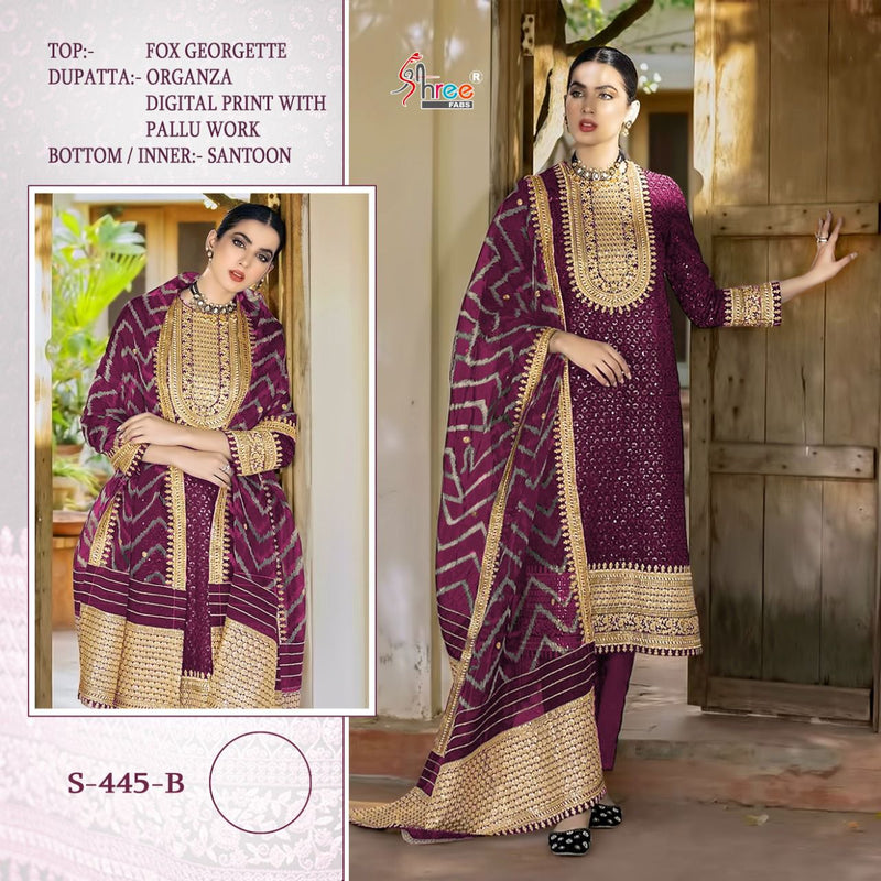 Shree Fabs S 445 Fox Georgette With Heavy Embroidery Work Stylish Designer Party Wear Salwar Suit