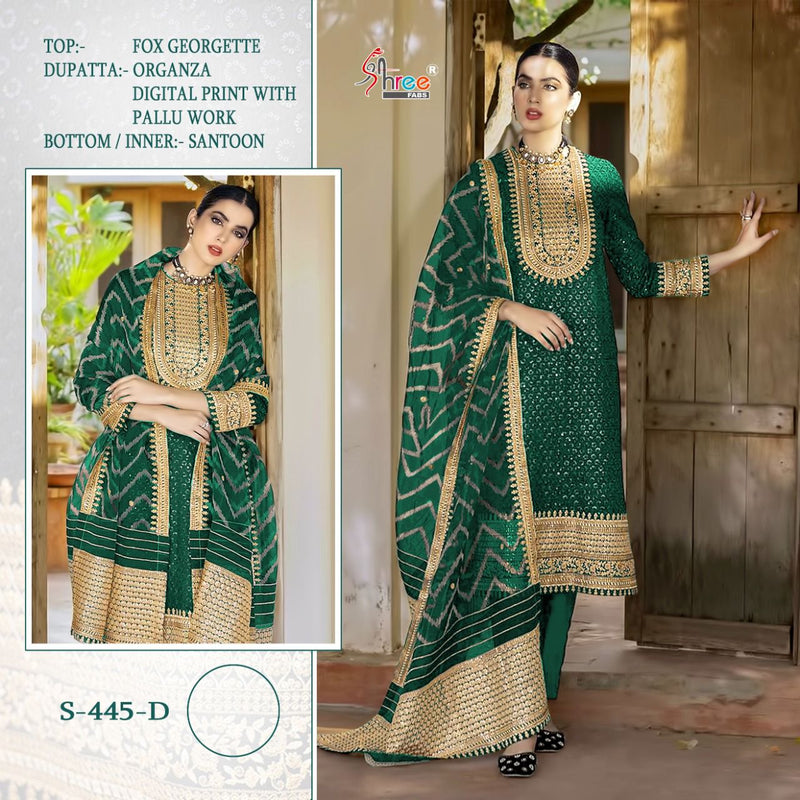 Shree Fabs S 445 Fox Georgette With Heavy Embroidery Work Stylish Designer Party Wear Salwar Suit