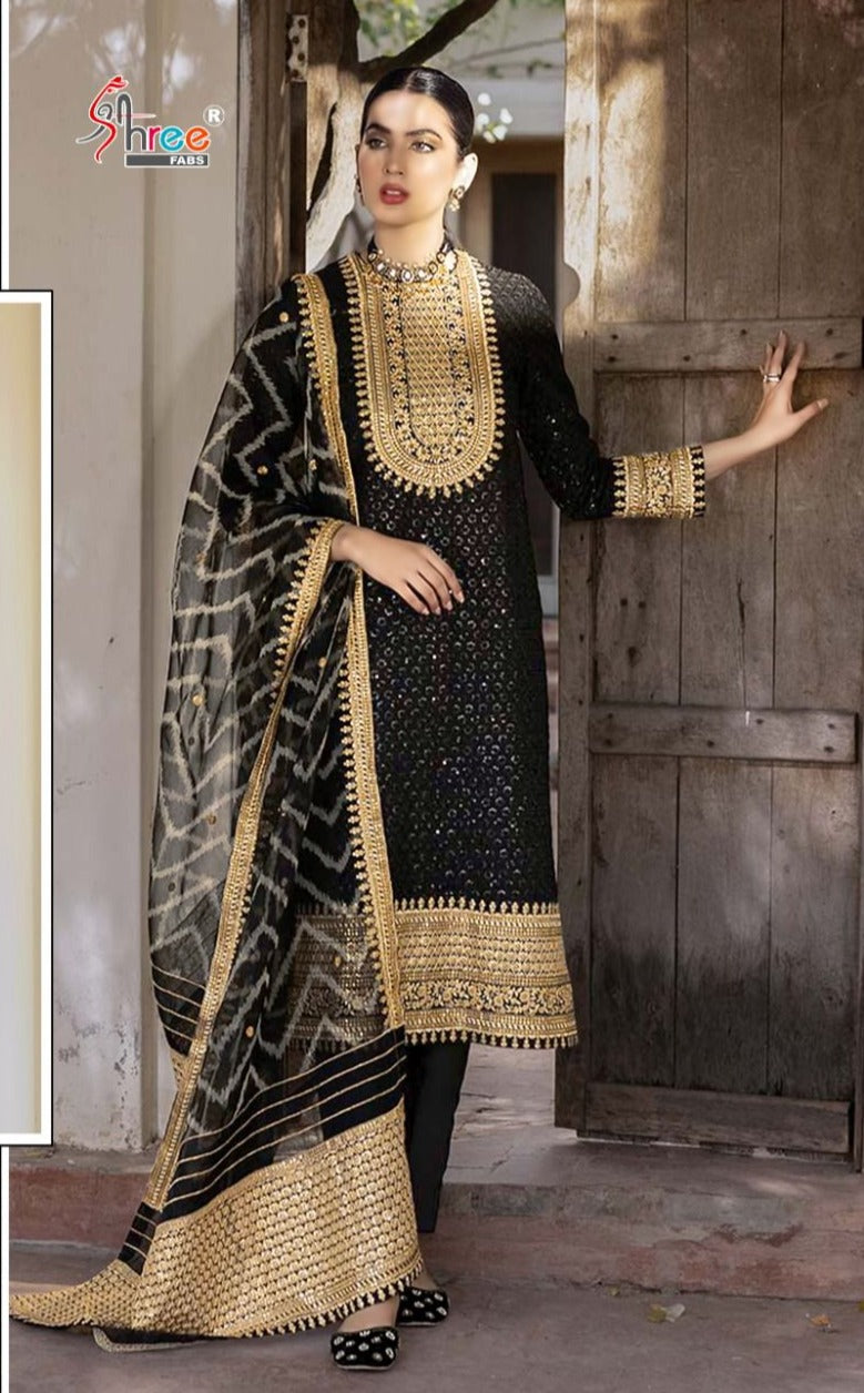 Shree Fabs S 445 Fox Georgette With Heavy Embroidery Work Stylish Designer Party Wear Salwar Suit