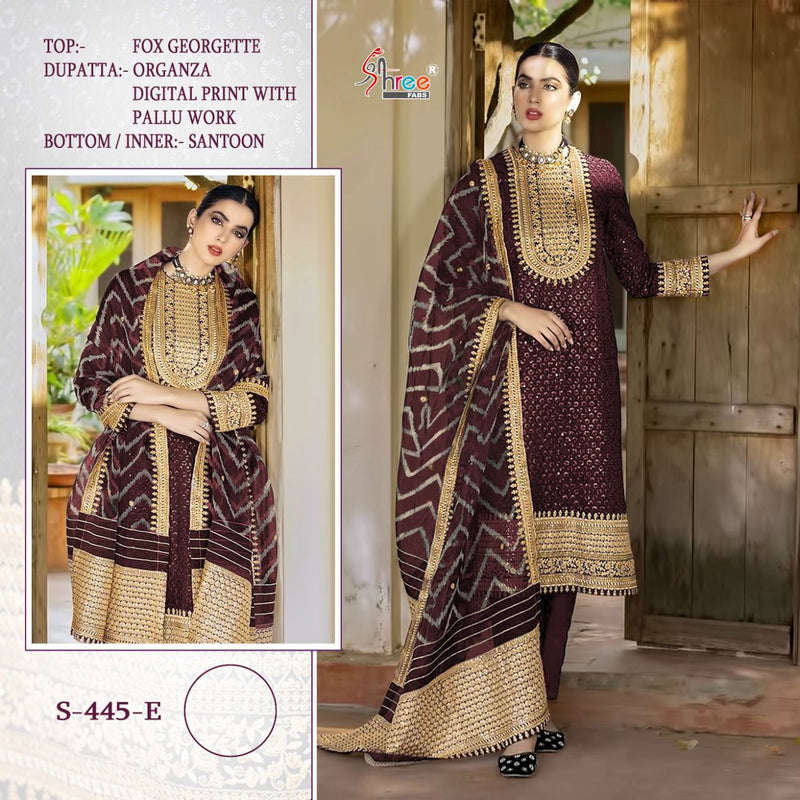 Shree Fabs S 445 Fox Georgette With Heavy Embroidery Work Stylish Designer Party Wear Salwar Suit