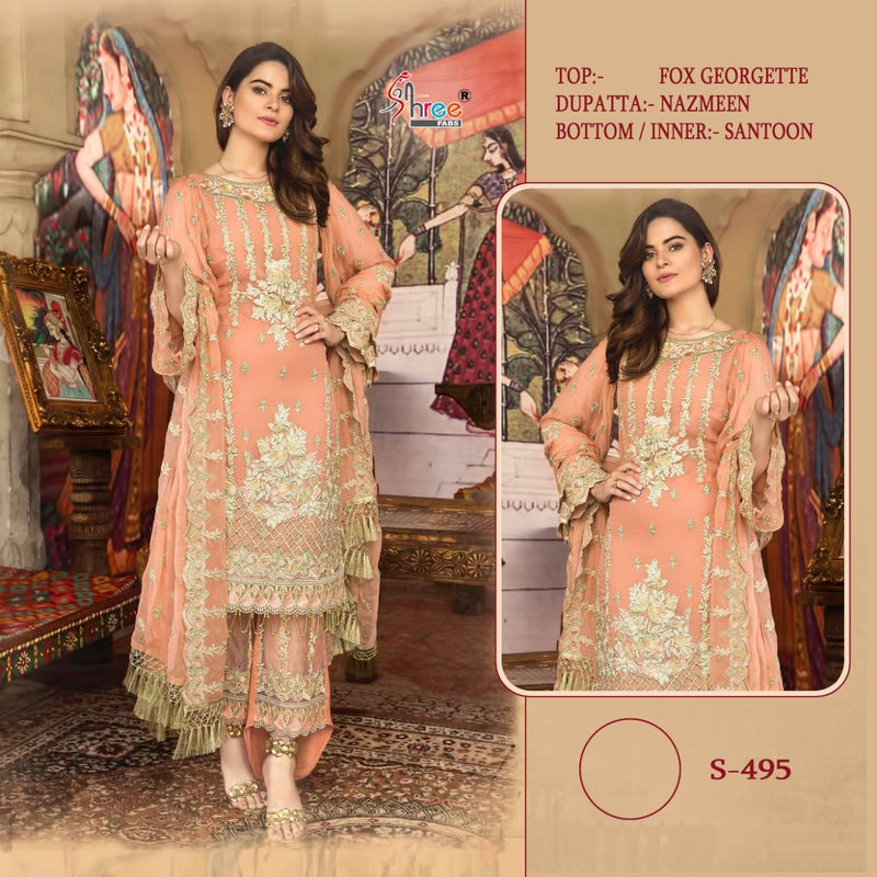 Shree Fabs S 495 Fox Georgette Designer Pakistani Style Party Wear Salwar Suits