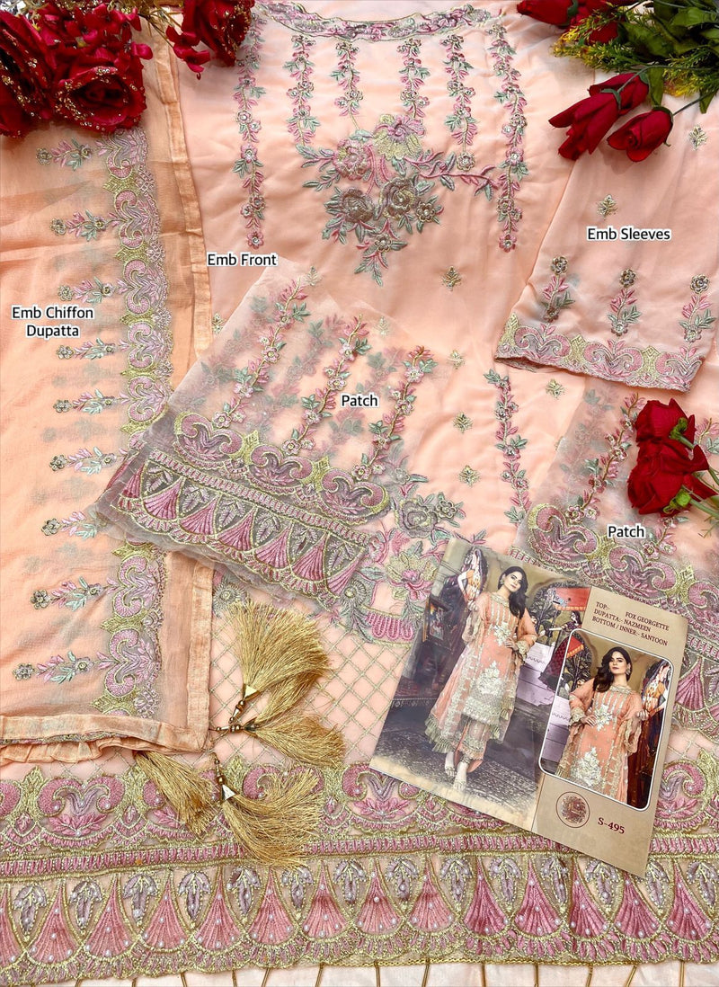 Shree Fabs S 495 Fox Georgette Designer Pakistani Style Party Wear Salwar Suits