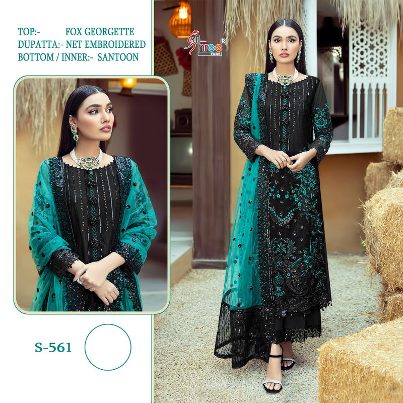 Shree Fabs S 561 Fox Georgette Embroidered Pakistani Style Party Wear Salwar Suits