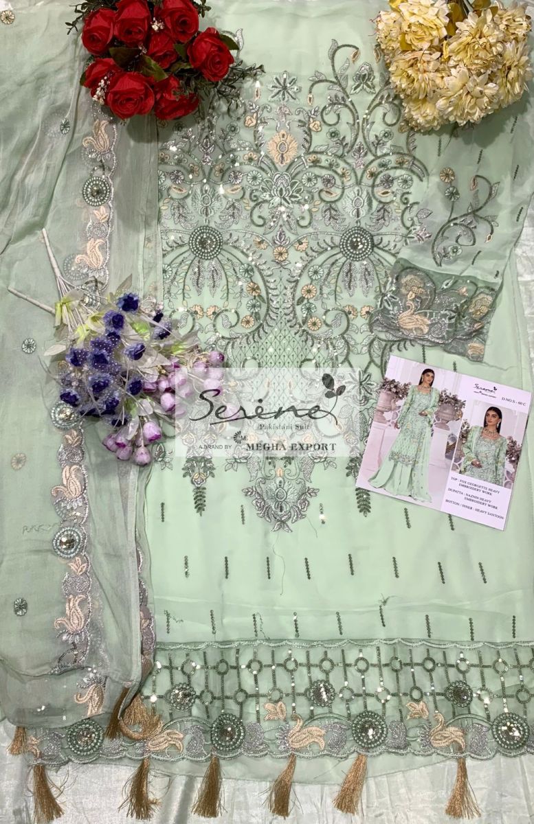 Serene S60 Fox Georgette Heavy Embroidered Stylish Designer Pakistani Style Salwar Suit
