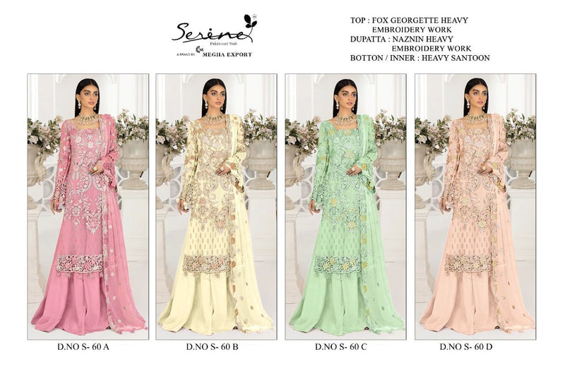 Serene S60 Fox Georgette Heavy Embroidered Stylish Designer Pakistani Style Salwar Suit