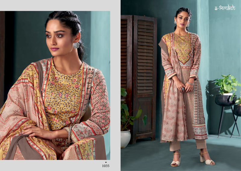 S-Nirukth Nazakat Cotton Satin Print With Mirror Work Salwar Kameez