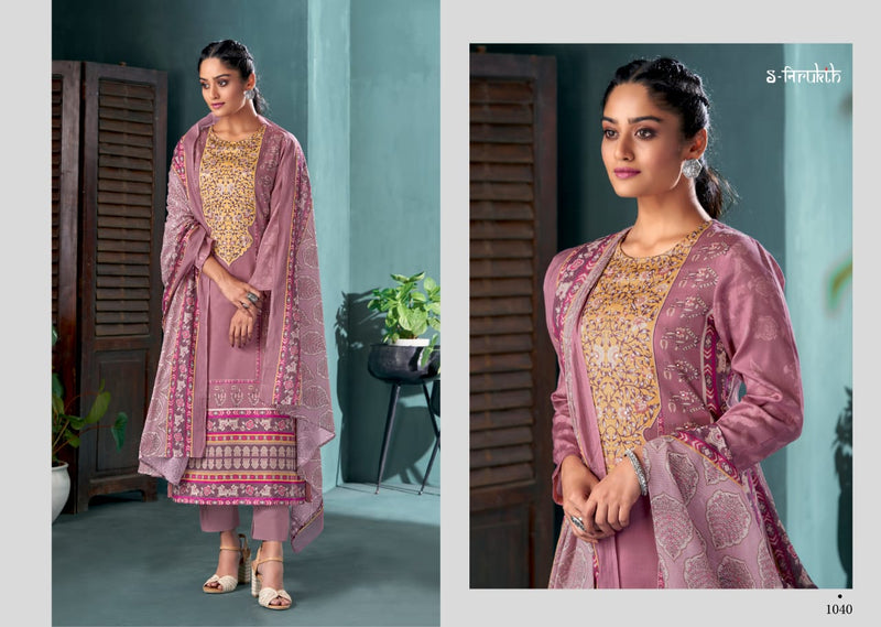 S-Nirukth Nazakat Cotton Satin Print With Mirror Work Salwar Kameez