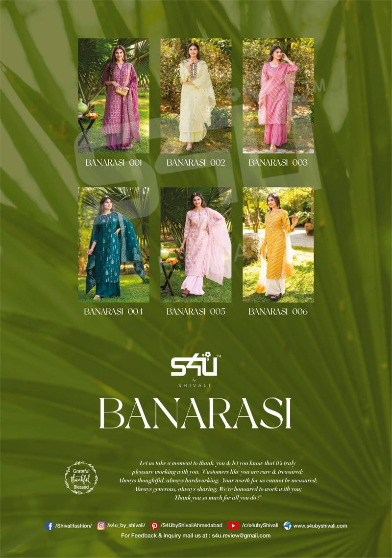 S4u Shivali Launch By Banarasi Cotton Exclusive Designer Party Wear Fancy Salwar Suits