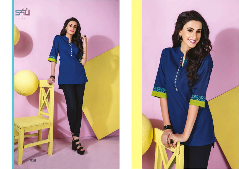 S4u Shivali Launch By Forever Young 2 Fancy Attractive Look Designer Readymade Short Kurtis