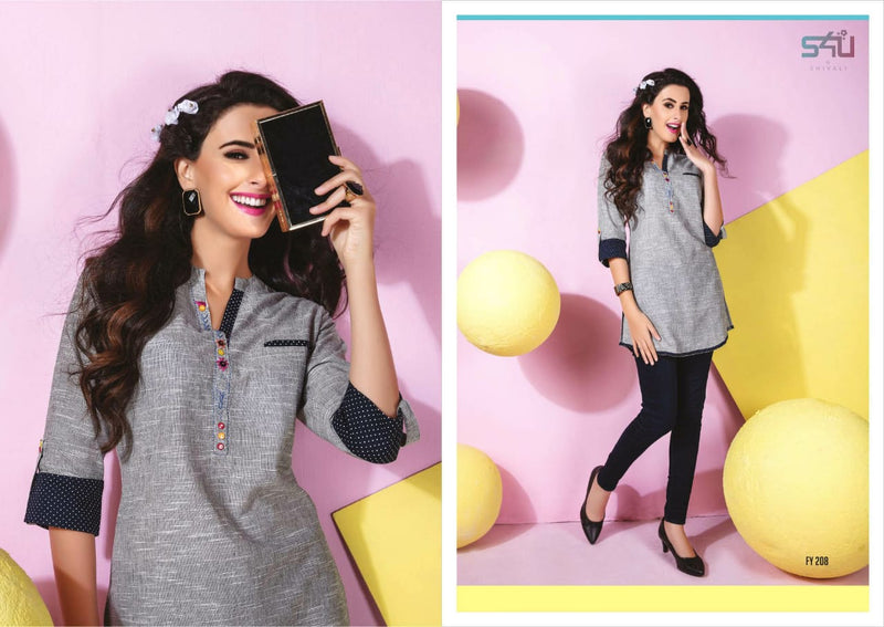 S4u Shivali Launch By Forever Young 2 Fancy Attractive Look Designer Readymade Short Kurtis