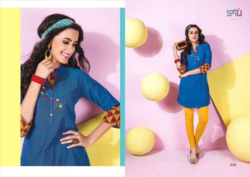 S4u Shivali Launch By Forever Young 2 Fancy Attractive Look Designer Readymade Short Kurtis