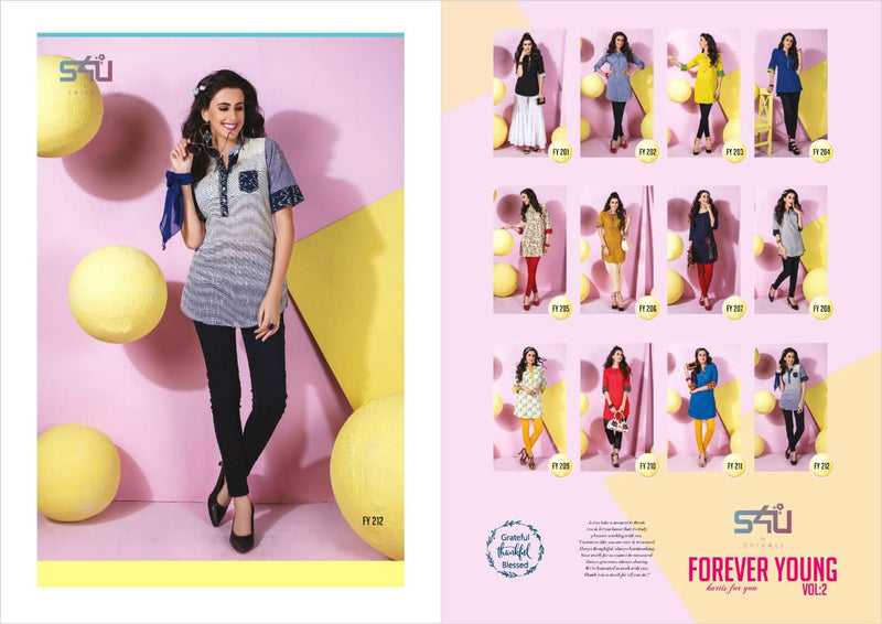 S4u Shivali Launch By Forever Young 2 Fancy Attractive Look Designer Readymade Short Kurtis