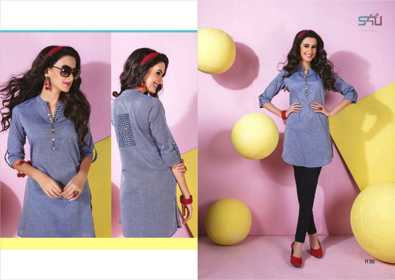 S4u Shivali Launch By Forever Young 2 Fancy Attractive Look Designer Readymade Short Kurtis
