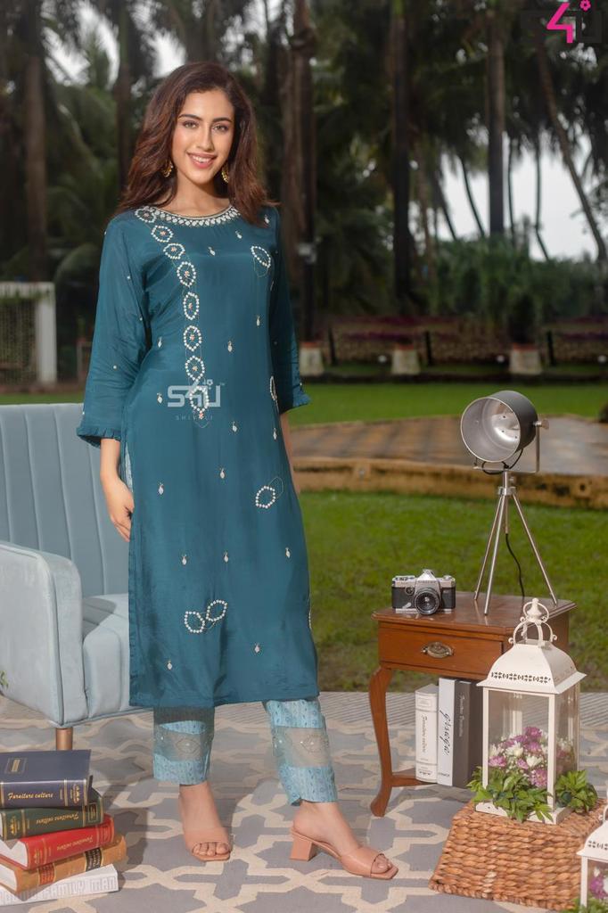 S4u Shivali Limelight Handwork With Embroidery Work Festive Wear Kurti Collection