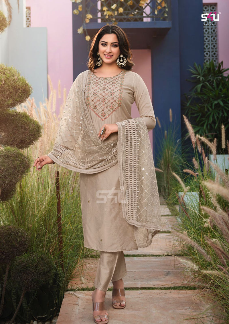 S4u Shivali Noor Fancy Designer Partywear Kurti Pant With Dupatta