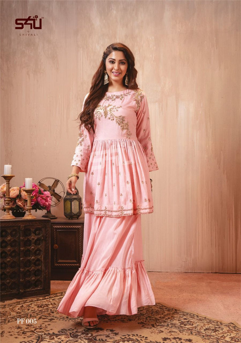 S4u Shivali Peplum Vol 2 Pure Georgette Handwork Designer Wear Sharara Kurtis