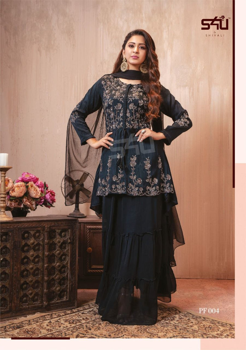 S4u Shivali Peplum Vol 2 Pure Georgette Handwork Designer Wear Sharara Kurtis