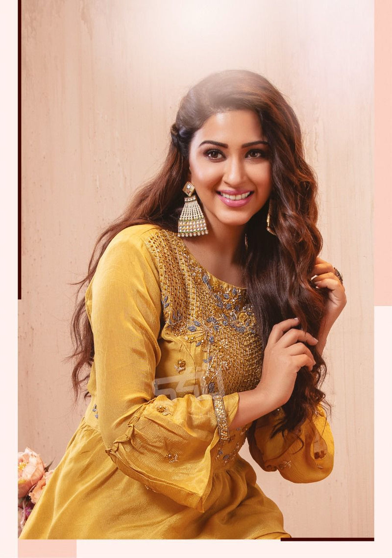 S4u Shivali Peplum Vol 2 Pure Georgette Handwork Designer Wear Sharara Kurtis