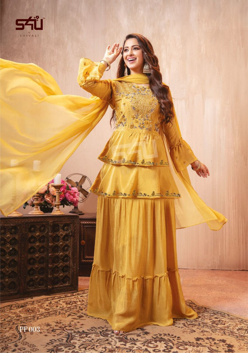 S4u Shivali Peplum Vol 2 Pure Georgette Handwork Designer Wear Sharara Kurtis