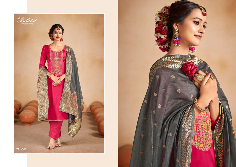 Belliza Designer Studio Saadgi Pure Heavy Jam Cotton Exclusive Heavy Cording Embroidery Work Lace Stylish Designer Partywear Salwar Suit