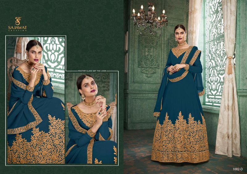 Sajawat Creation Saaho Fox Georgette With  Heavy Embroidery Wedding Wear Style Salwar Kameez