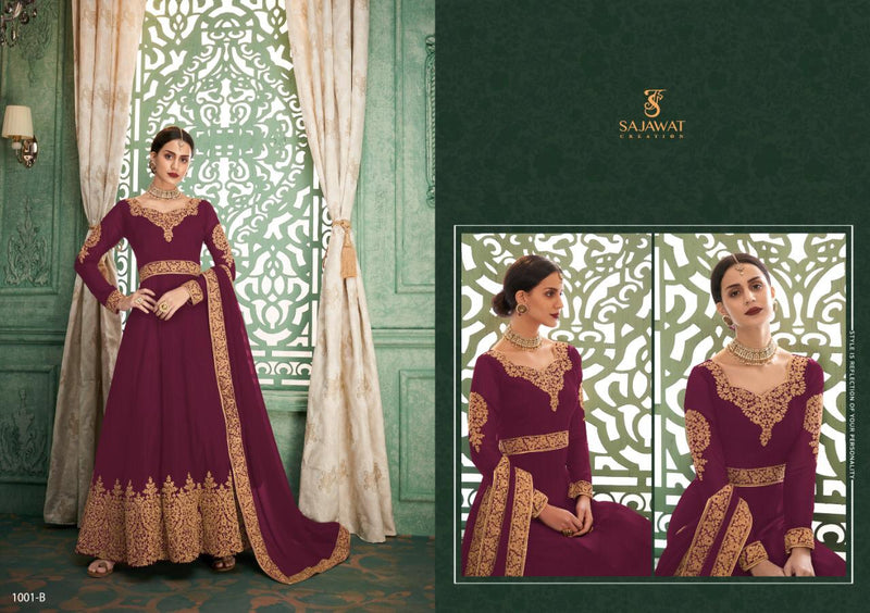 Sajawat Creation Saaho Fox Georgette With  Heavy Embroidery Wedding Wear Style Salwar Kameez