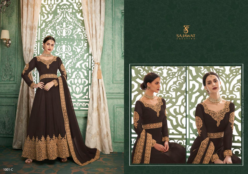 Sajawat Creation Saaho Fox Georgette With  Heavy Embroidery Wedding Wear Style Salwar Kameez