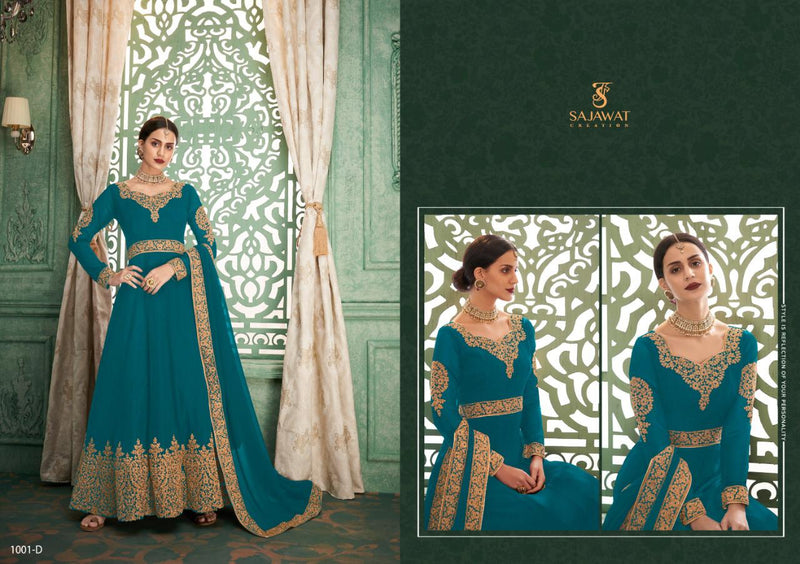 Sajawat Creation Saaho Fox Georgette With  Heavy Embroidery Wedding Wear Style Salwar Kameez