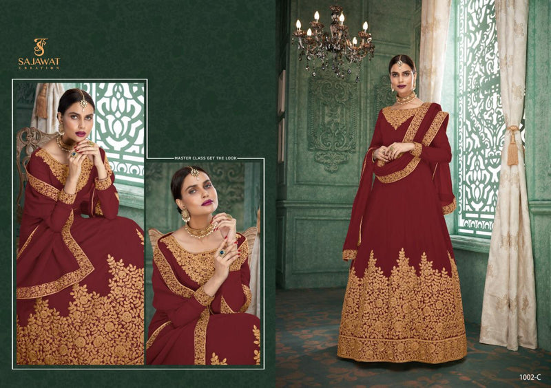 Sajawat Creation Saaho Fox Georgette With  Heavy Embroidery Wedding Wear Style Salwar Kameez