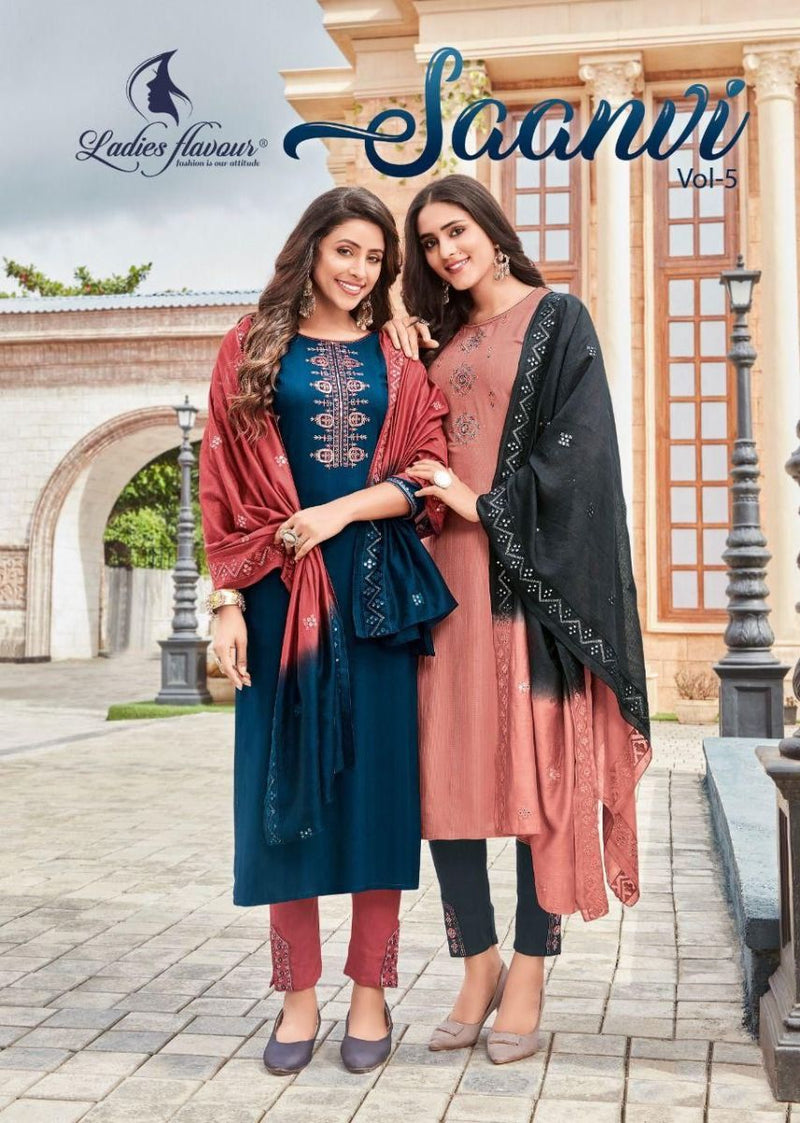 Ladies Flavour Saanvi Vol 5 Rayon With Embroidery Work Stylish Designer Casual Look Kurti