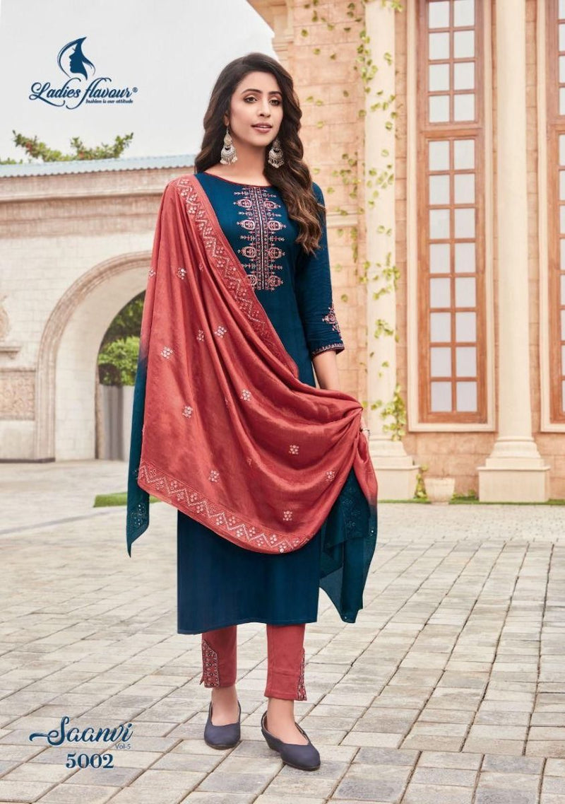 Ladies Flavour Saanvi Vol 5 Rayon With Embroidery Work Stylish Designer Casual Look Kurti