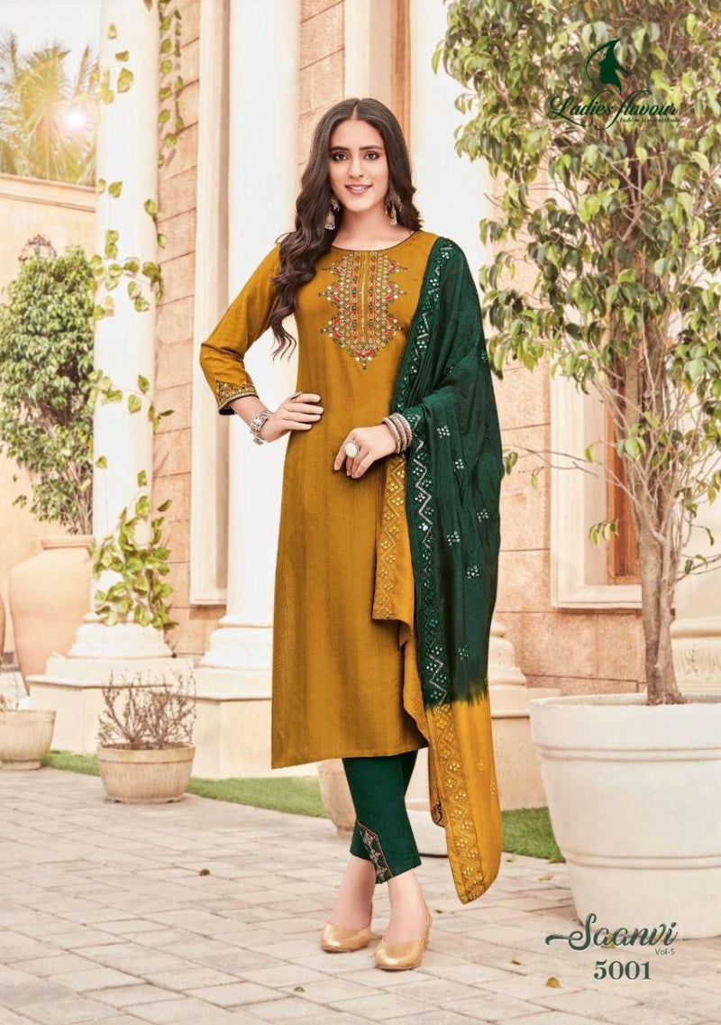 Ladies Flavour Saanvi Vol 5 Rayon With Embroidery Work Stylish Designer Casual Look Kurti