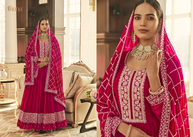 Fiona Sachi Real Georgette Elegant Designer Wedding Wear Ready Made Salwar Suits With Heavy Embroidery