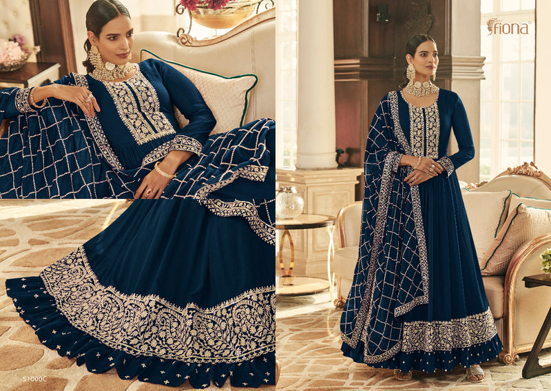 Fiona Sachi Real Georgette Elegant Designer Wedding Wear Ready Made Salwar Suits With Heavy Embroidery