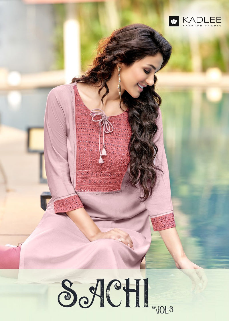 Kadlee Fashion Sachi Vol 3 Fancy Designer Party Wear Kurtis With Embroidery