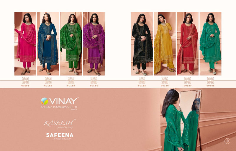 Vinay Fashion Kaseesh Safeena Dola Jacquard Embroidered Party Wear Salwar Suits