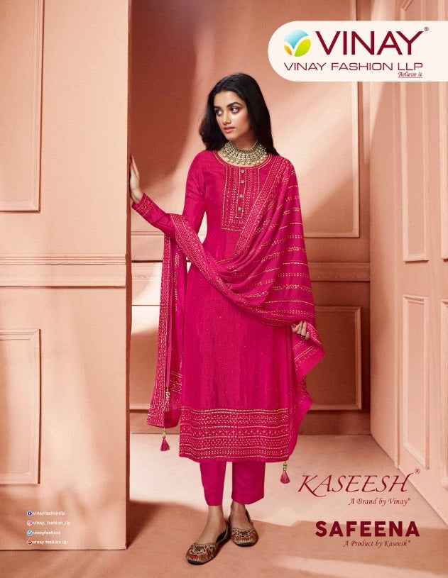 Vinay Fashion Kaseesh Safeena Dola Jacquard Embroidered Party Wear Salwar Suits