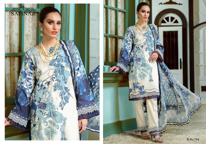 Safeenaz Firdous Vol 7 Lawn Cotton Pakistani Style Embroidered Party Wear Salwar Kameez