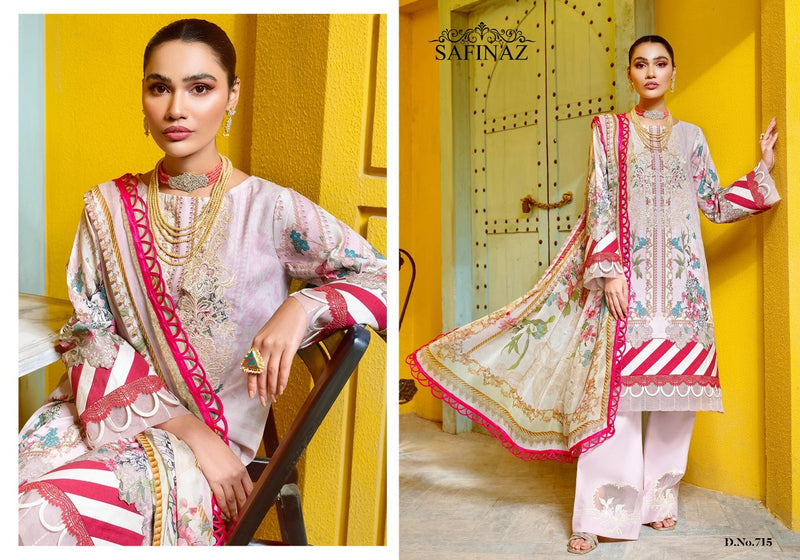 Safeenaz Firdous Vol 7 Lawn Cotton Pakistani Style Embroidered Party Wear Salwar Kameez