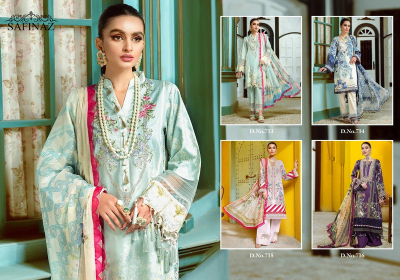 Safeenaz Firdous Vol 7 Lawn Cotton Pakistani Style Embroidered Party Wear Salwar Kameez