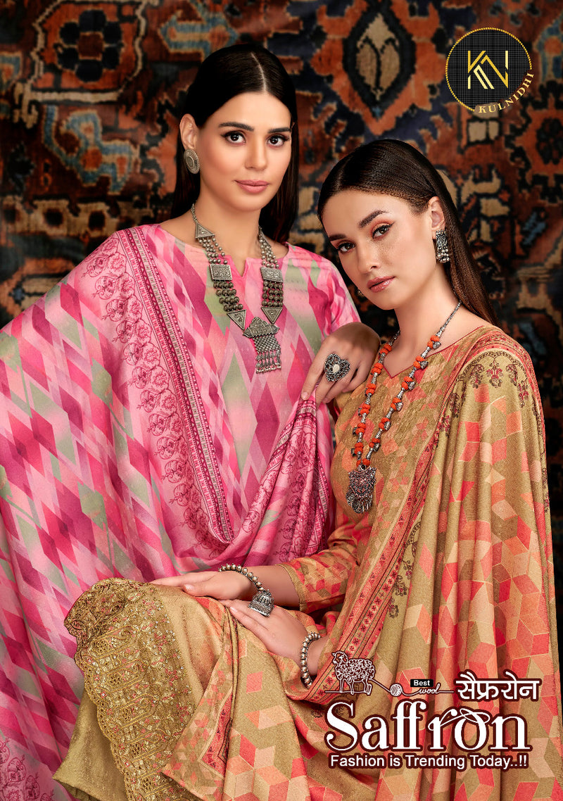 Alok Suit Saffron Pashmina Printed With Heavy Embroidery Work Stylish Designer Casual Salwar Suit